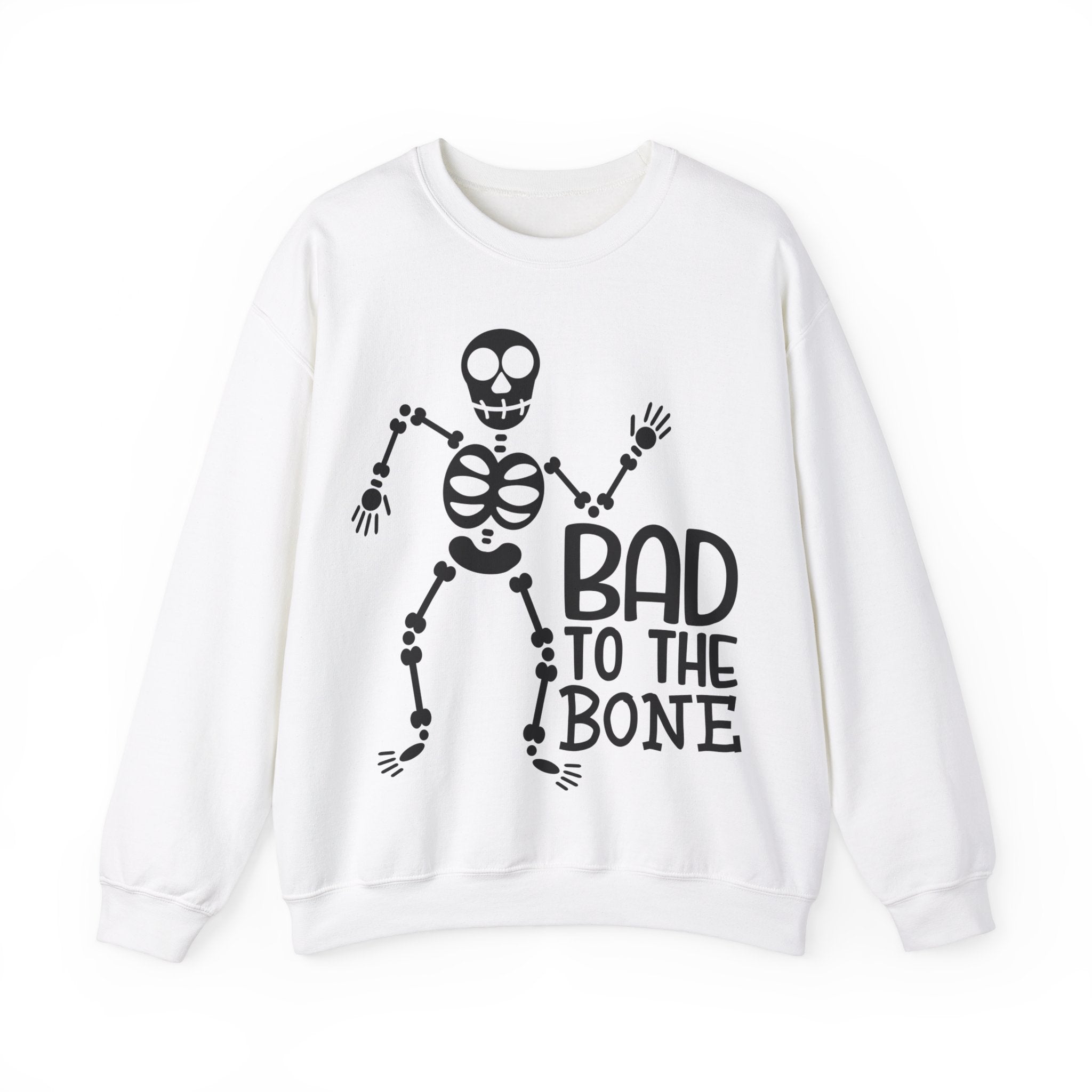 Spooky Season Vibes: 'Bad to the Bone' Halloween Crewneck Sweatshirt