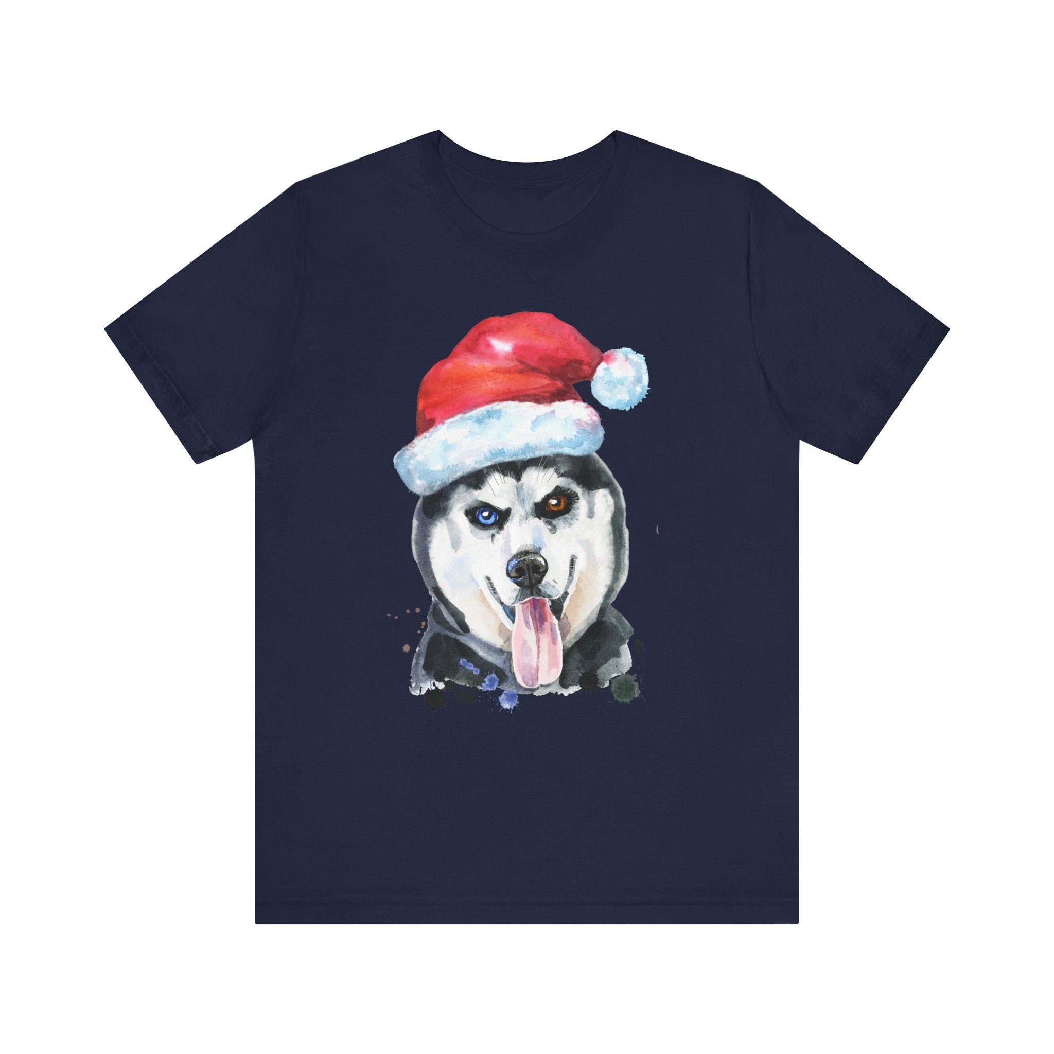 Huskey Dog With Christmas Cap T-shirt, Dog Tshirt, Pet Shirt, Unisex Shirt, Crewneck Shirt, Short Sleeve Tee, Gift for Him, Gift for Her