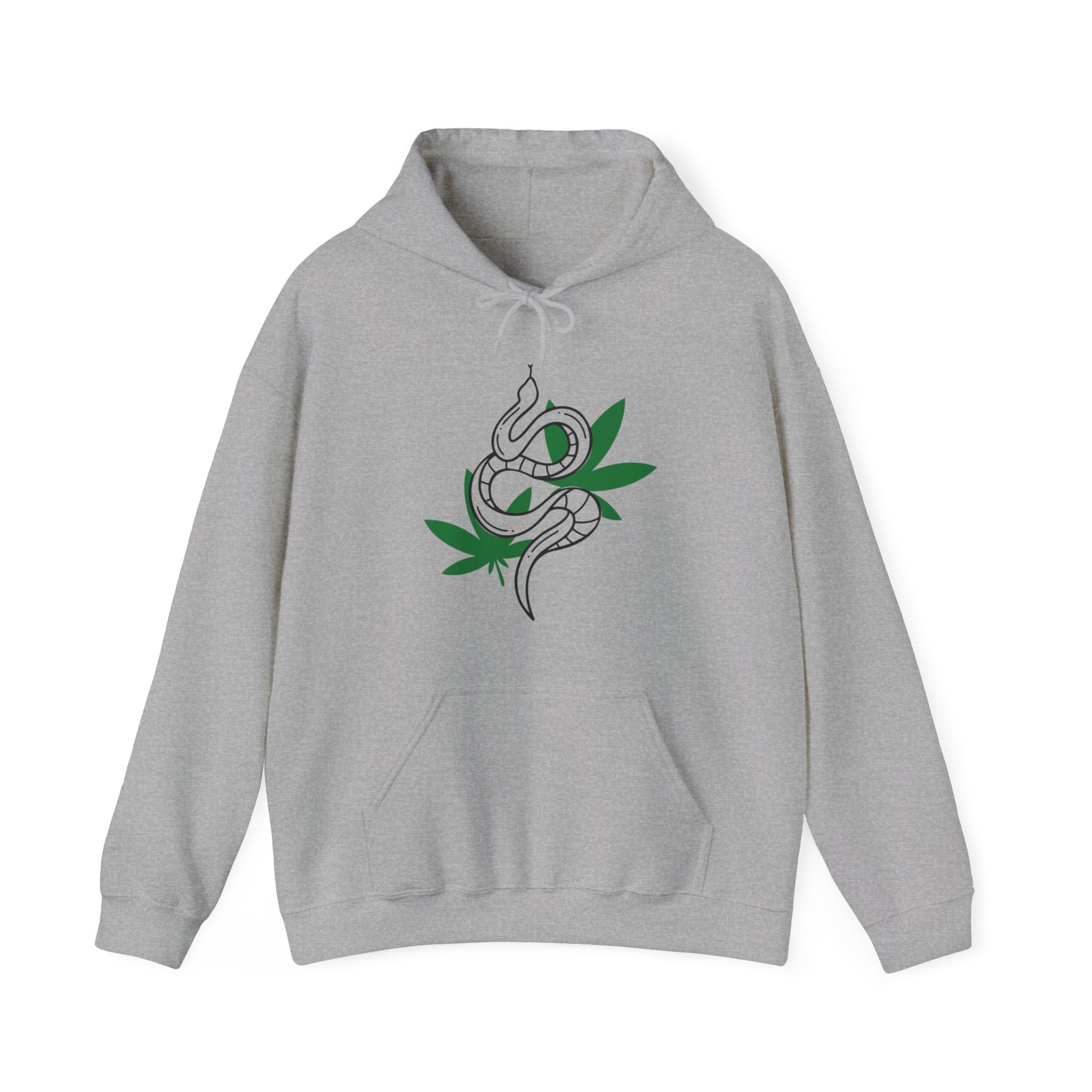 Serpent Greens: Stylish Hoodie with Snake and Marijuana Leaf Design