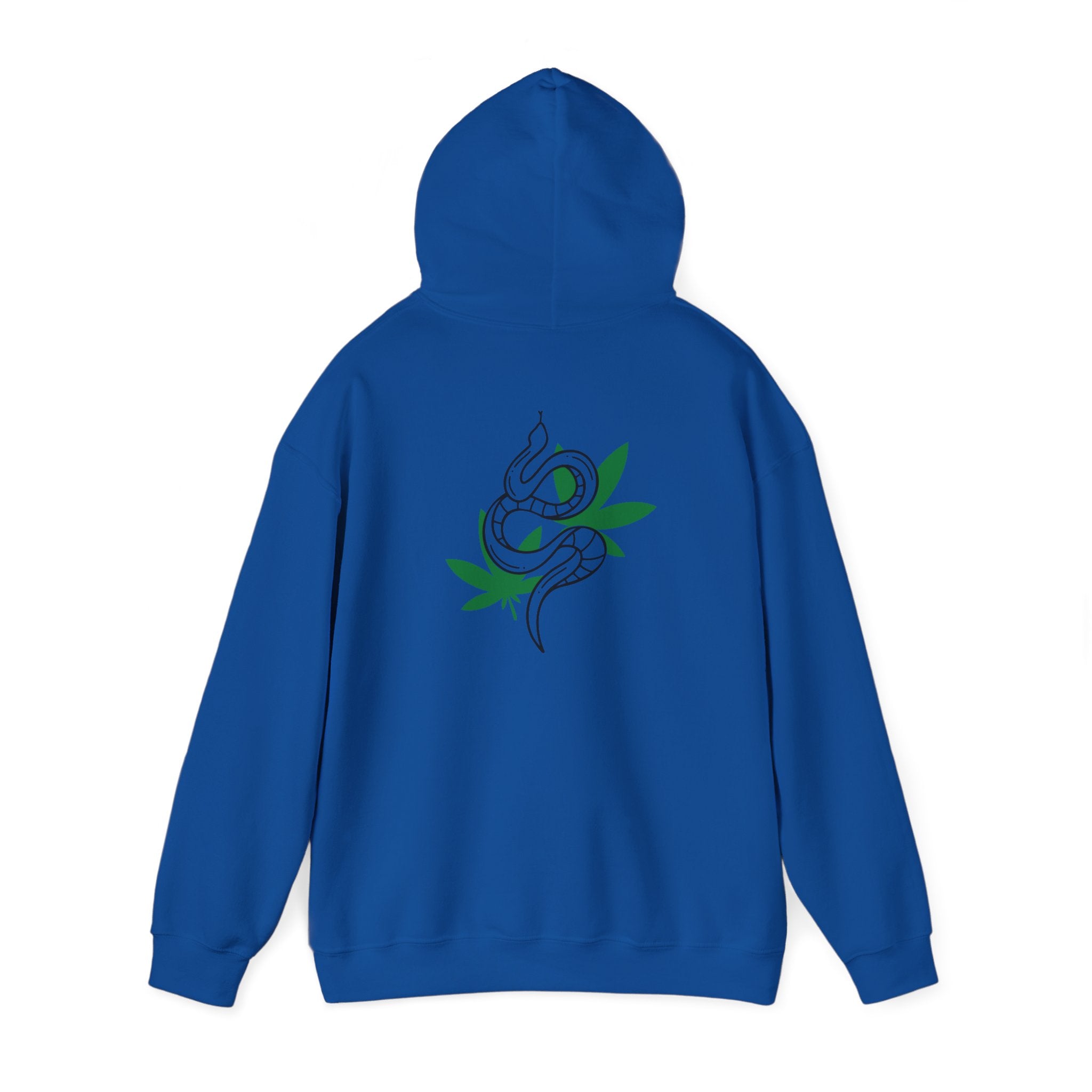 Serpent's Embrace: Striking Hoodie with Snake on Marijuana Leaf Design