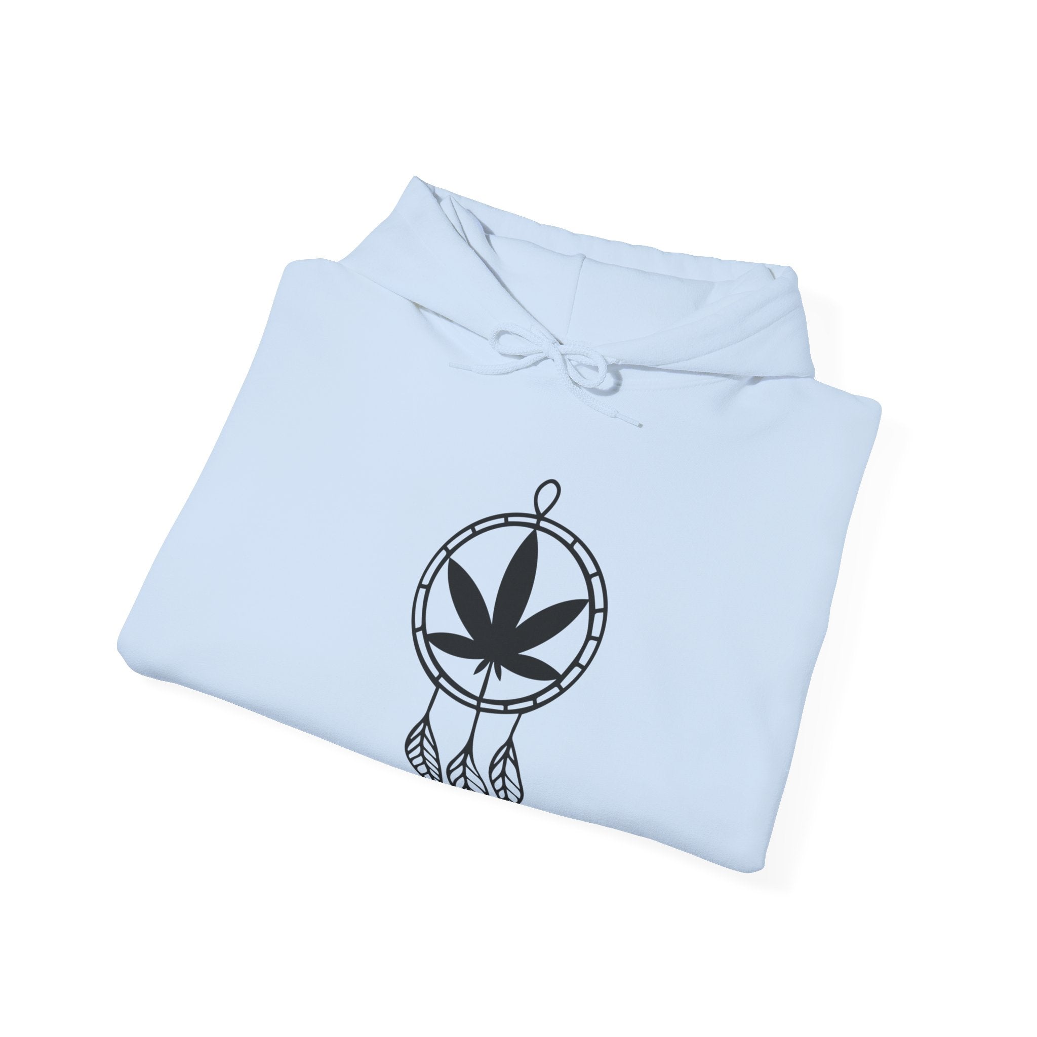 Dreams in Bloom Hoodie - Cannabis Leaf Dream Catcher Design