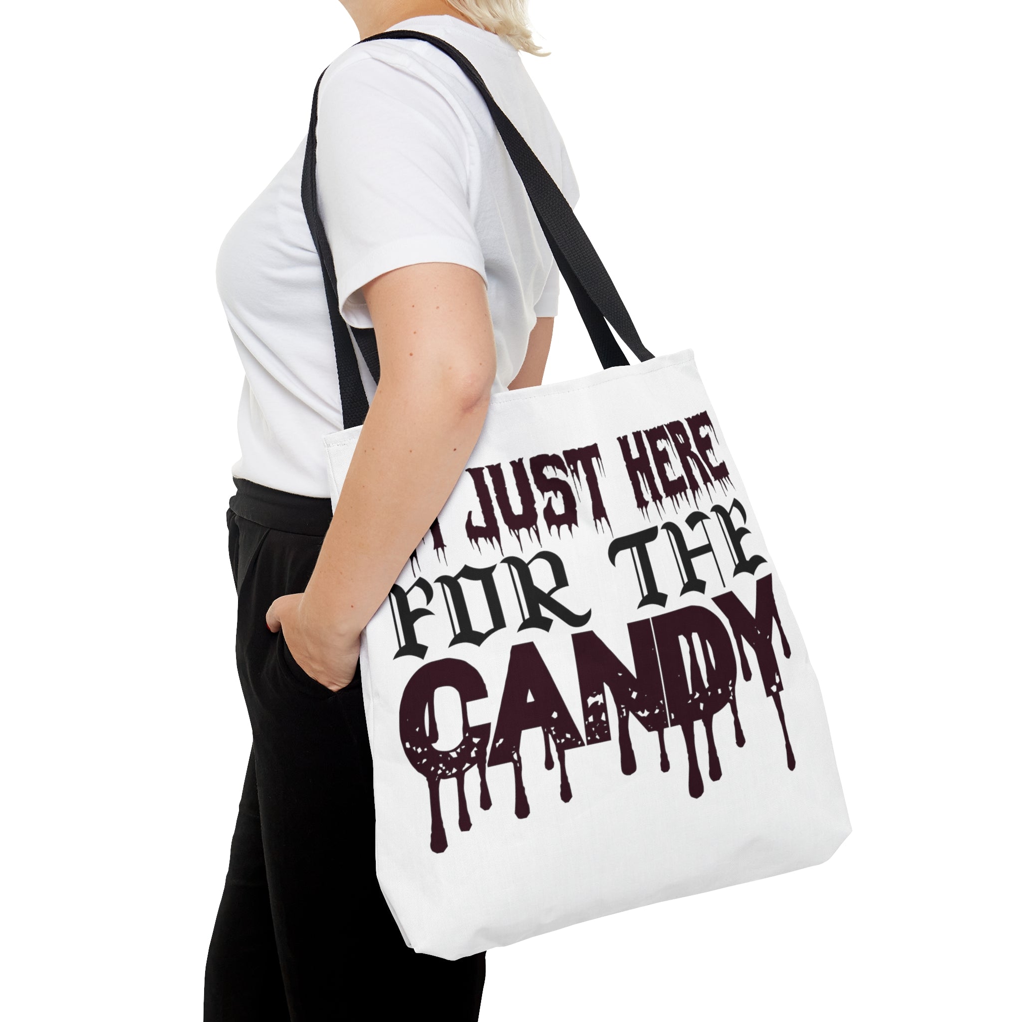 Halloween Candy Bag - 'I'm Just Here for the Candy' - Trick or Treat Tote Bag - Kids Halloween Treat Holder