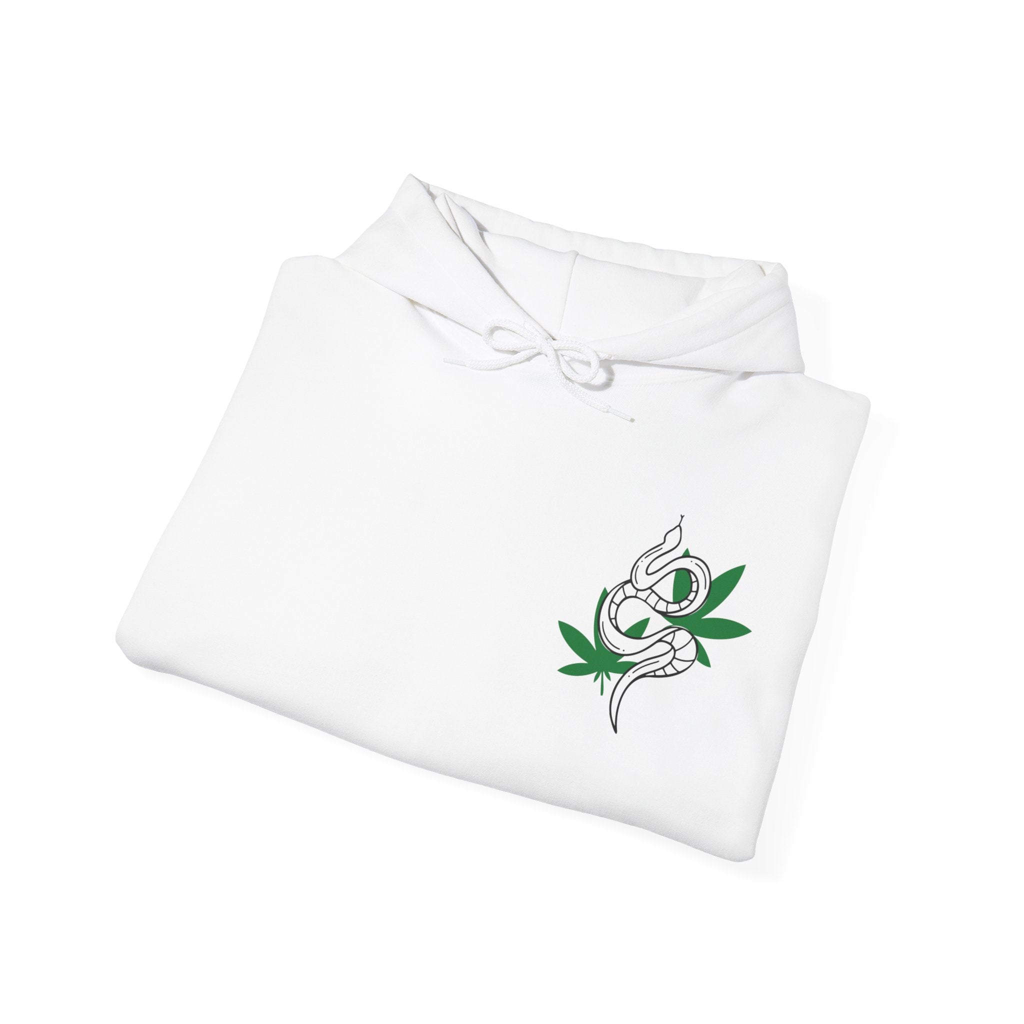 Serpent's Embrace: Striking Hoodie with Snake on Marijuana Leaf Design