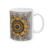 Boho Chic Sunflower Ceramic Mug | Home & Living Kitchen Coffee Cup | Unique Sunflower Wreath Design Gift | 11oz or 15oz Sizes Available