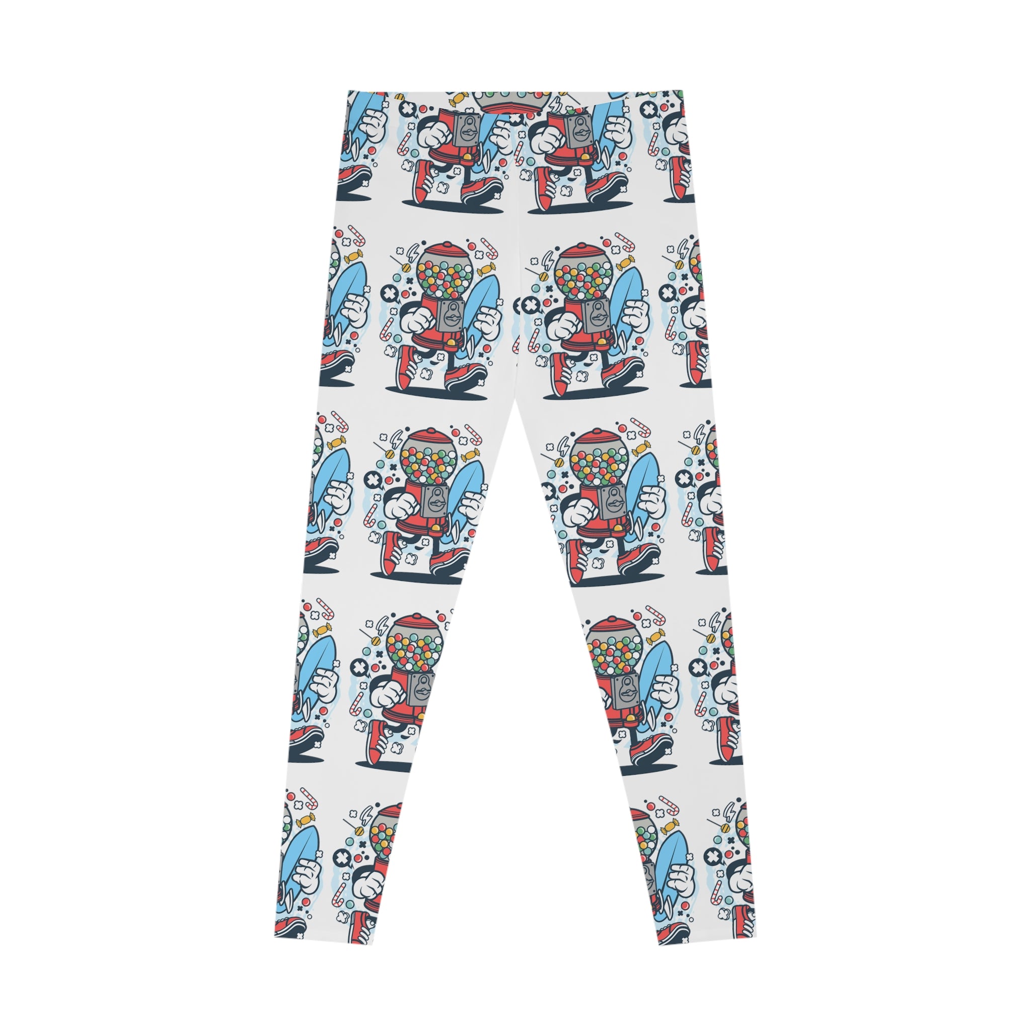 Candy Wave: Women's Spandex Shorts with Playful Candy Machine Surfer Prints