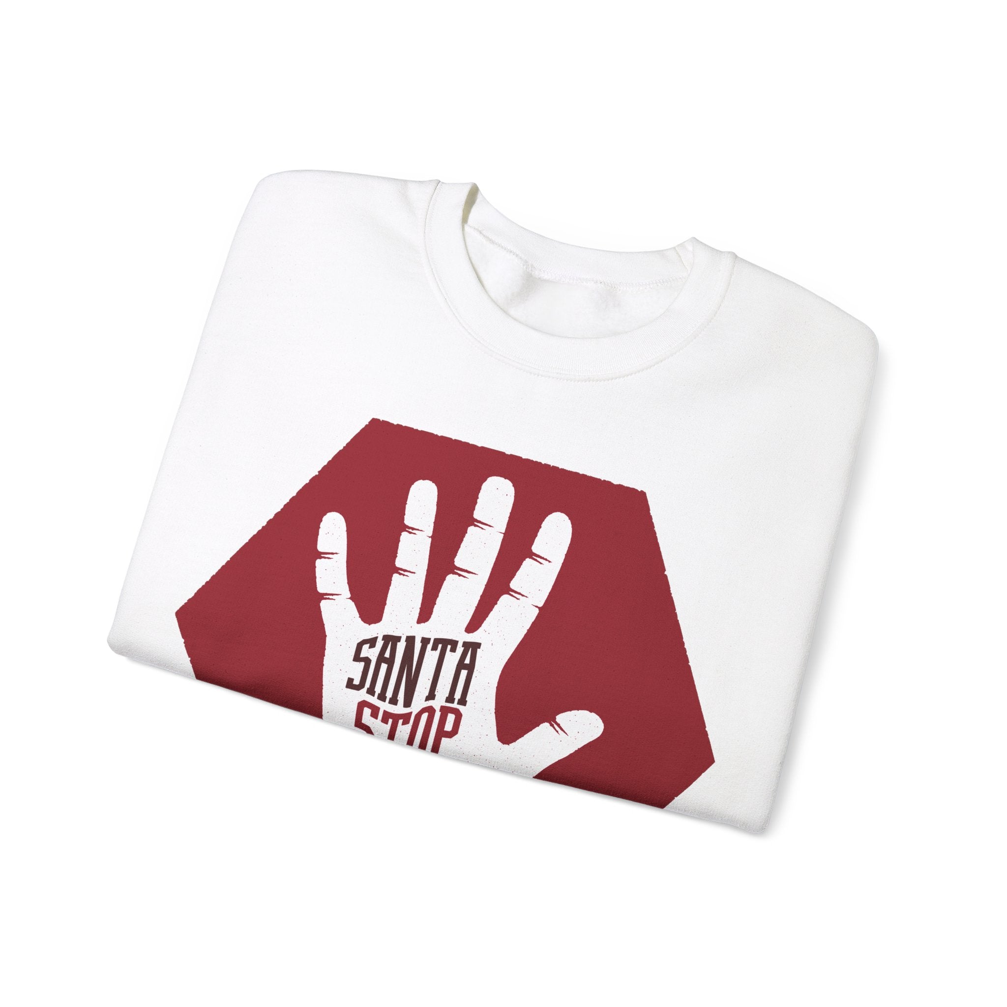 Charming 'Santa Stop Here' Christmas Sweatshirt for Holiday Fun