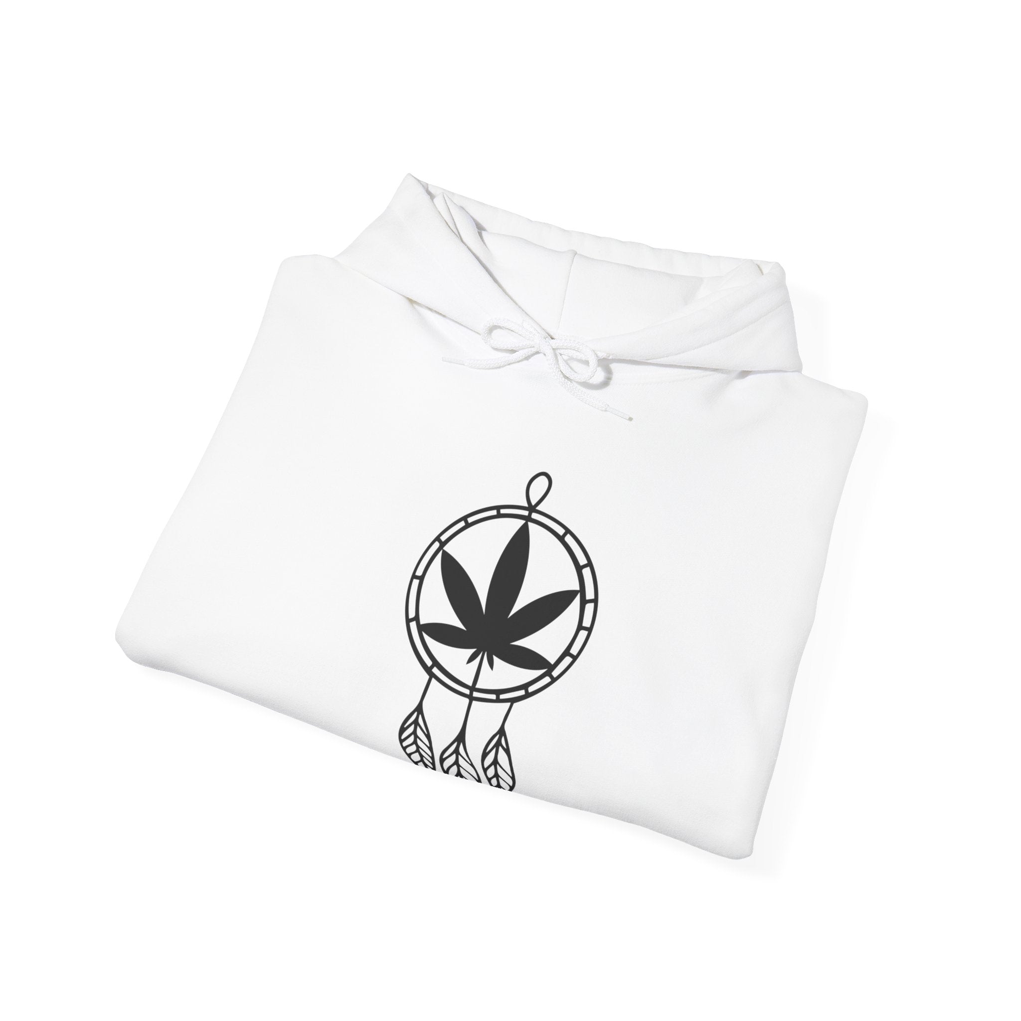 Dreams in Bloom Hoodie - Cannabis Leaf Dream Catcher Design