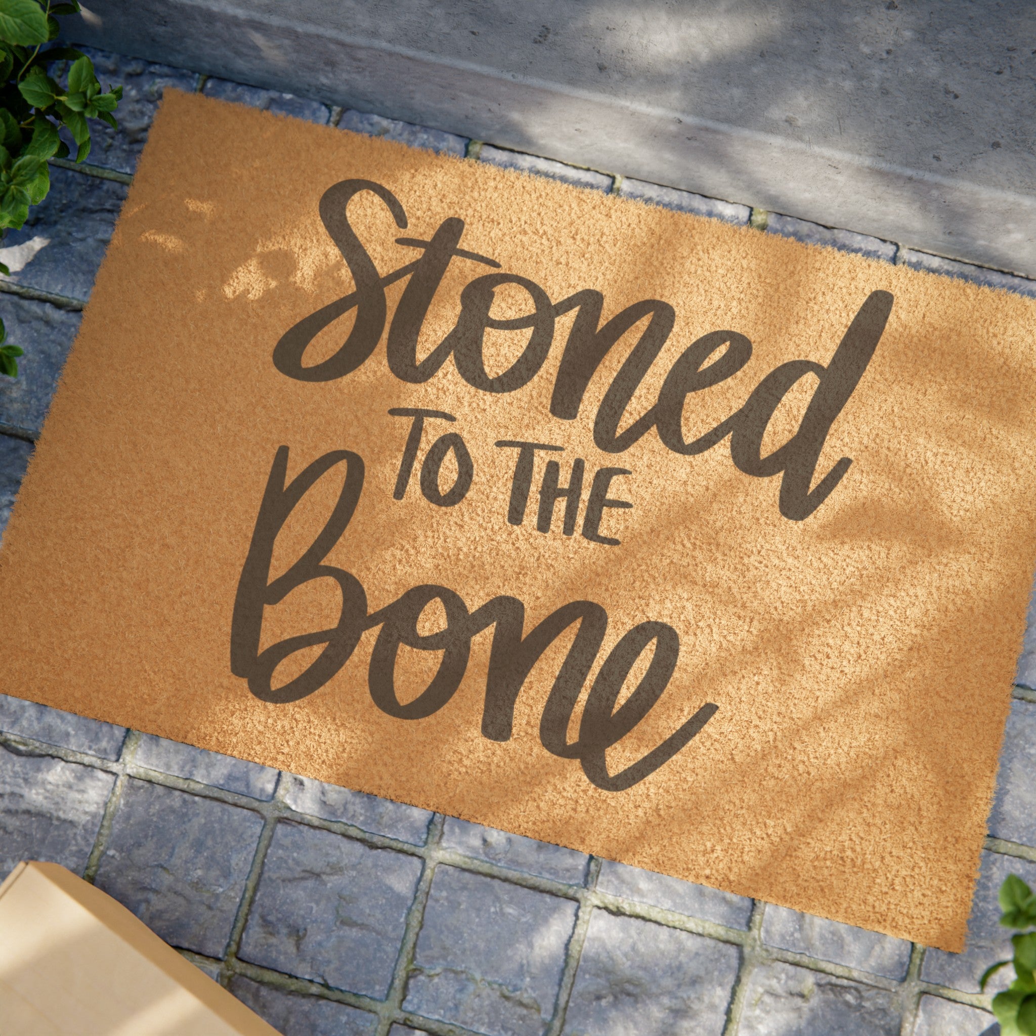 Whimsical Welcome Mat: 'Stoned to the Bone