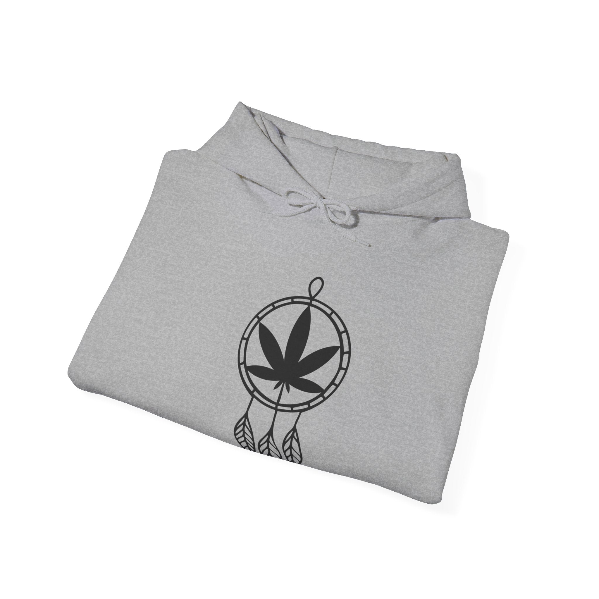 Dreams in Bloom Hoodie - Cannabis Leaf Dream Catcher Design