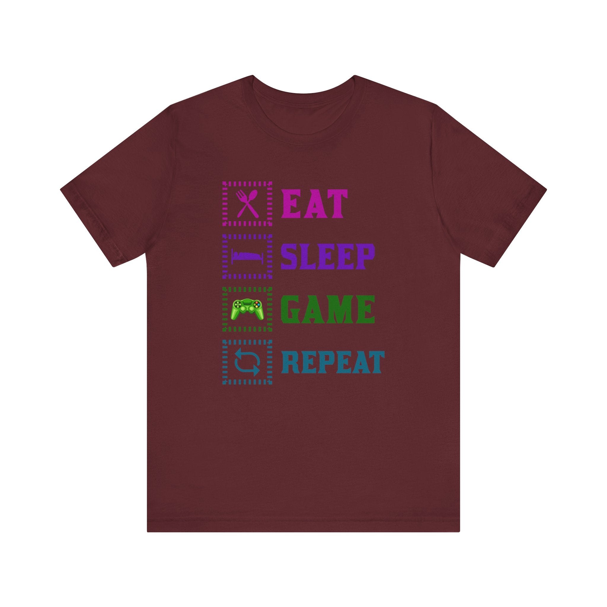 Eat Sleep Game Repeat T-shirt, Gaming Tshirt, Eat Sleep Shirt, Unisex Shirt, Crewneck Shirt, Short Sleeve Tee, Gift for Him, Gift for Her