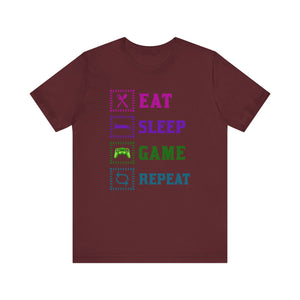 Eat Sleep Game Repeat T-shirt, Gaming Tshirt, Eat Sleep Shirt, Unisex Shirt, Crewneck Shirt, Short Sleeve Tee, Gift for Him, Gift for Her