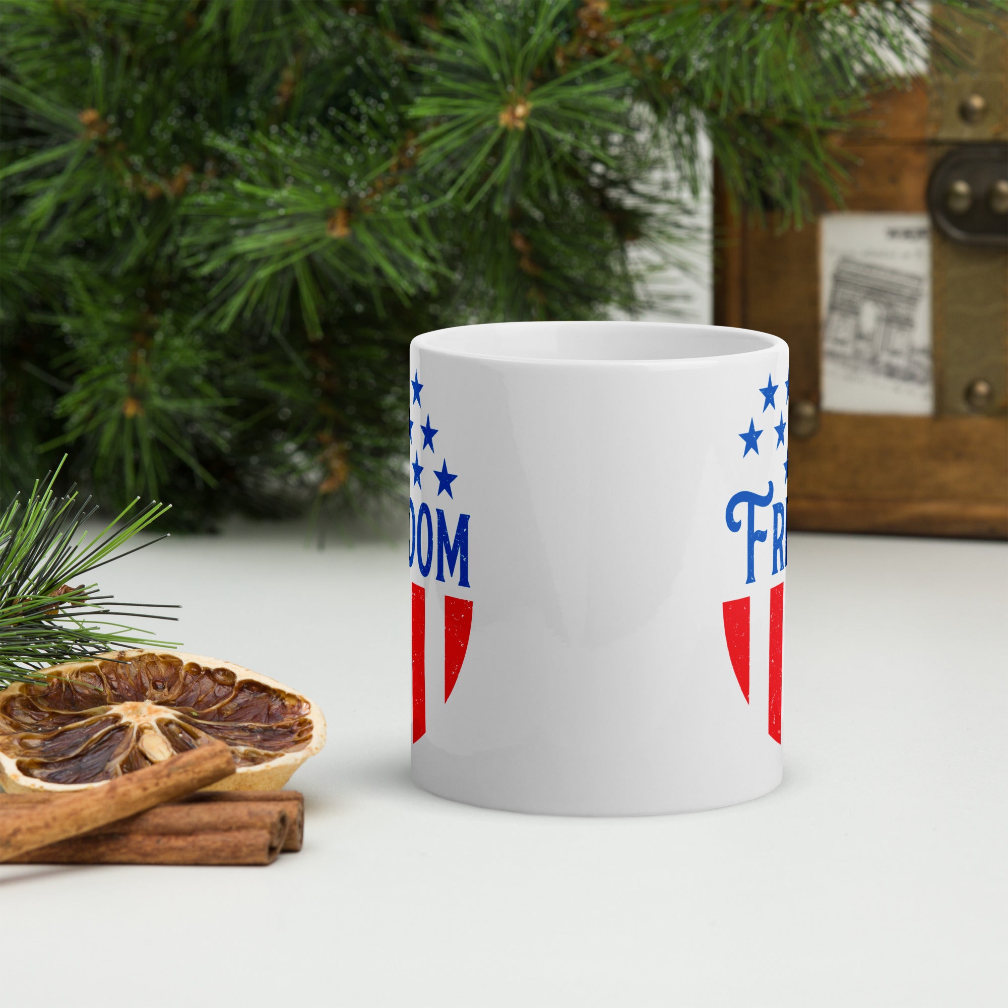 American Freedom White glossy mug