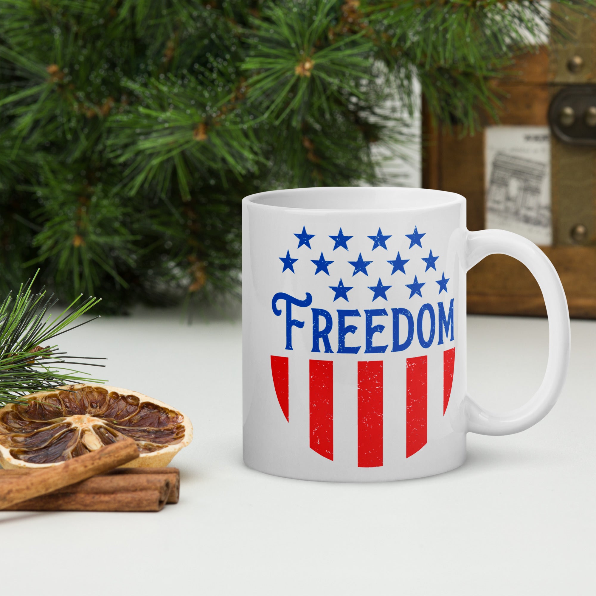 American Freedom White glossy mug