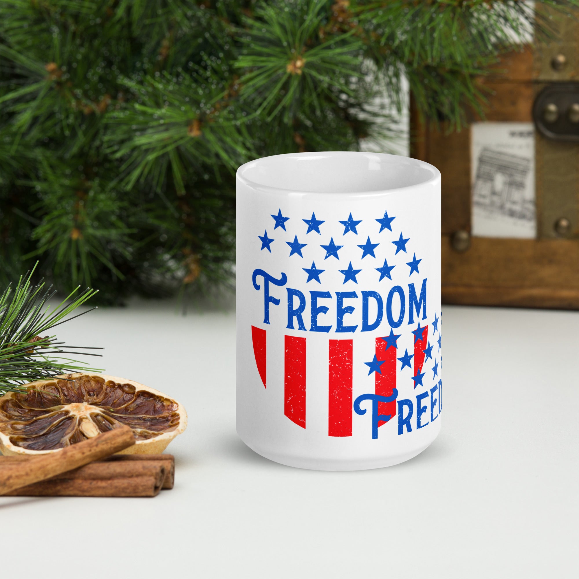 American Freedom White glossy mug