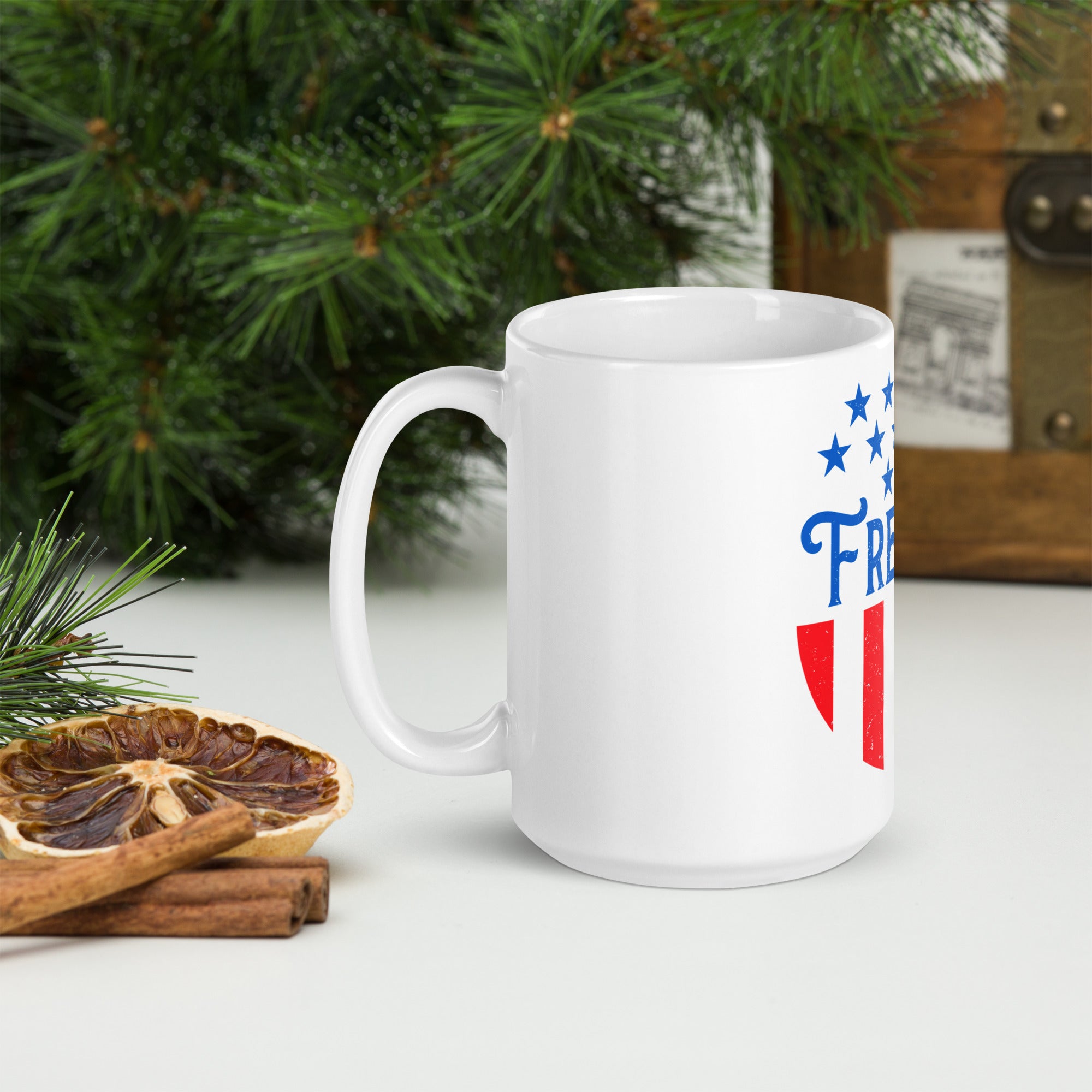 American Freedom White glossy mug