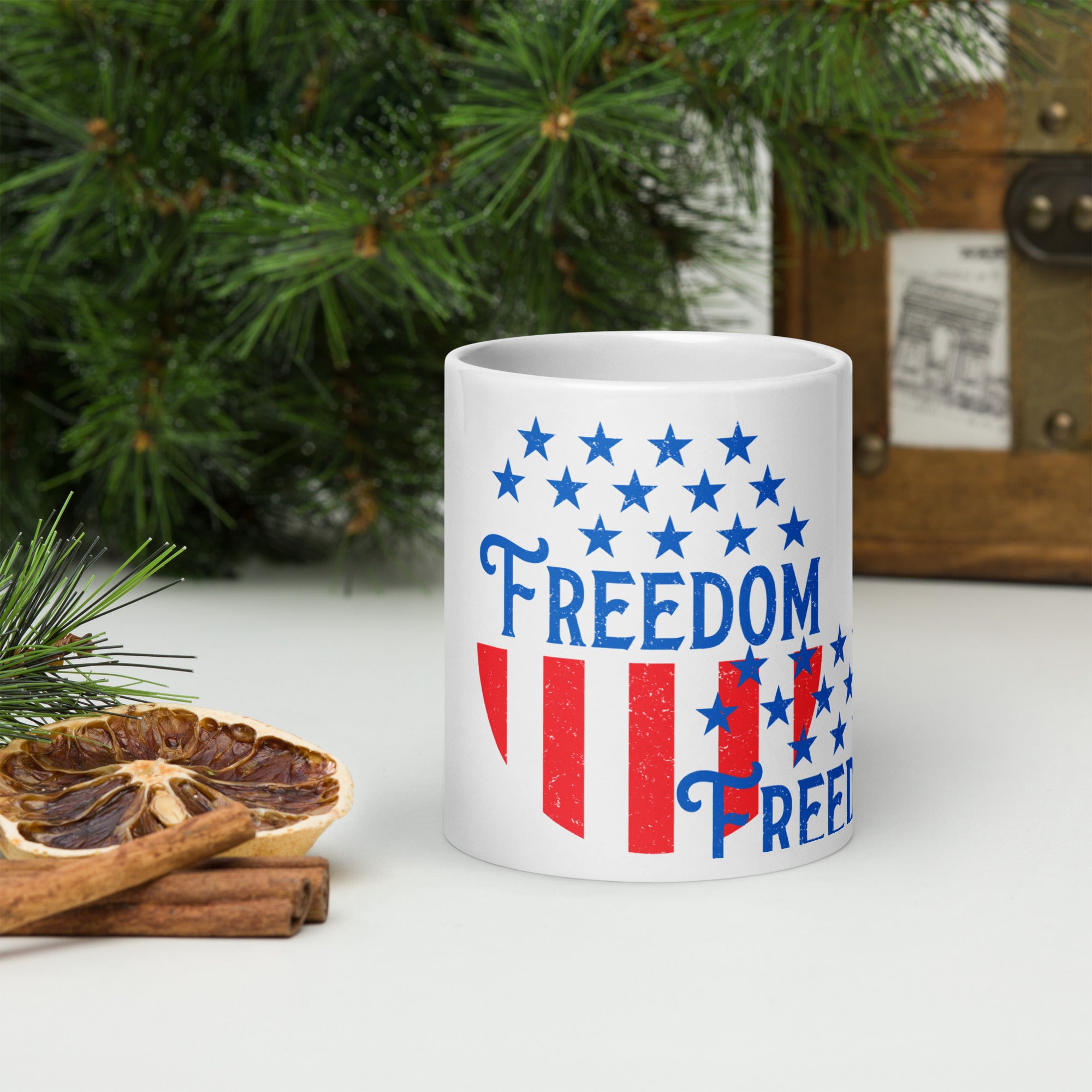 American Freedom White glossy mug