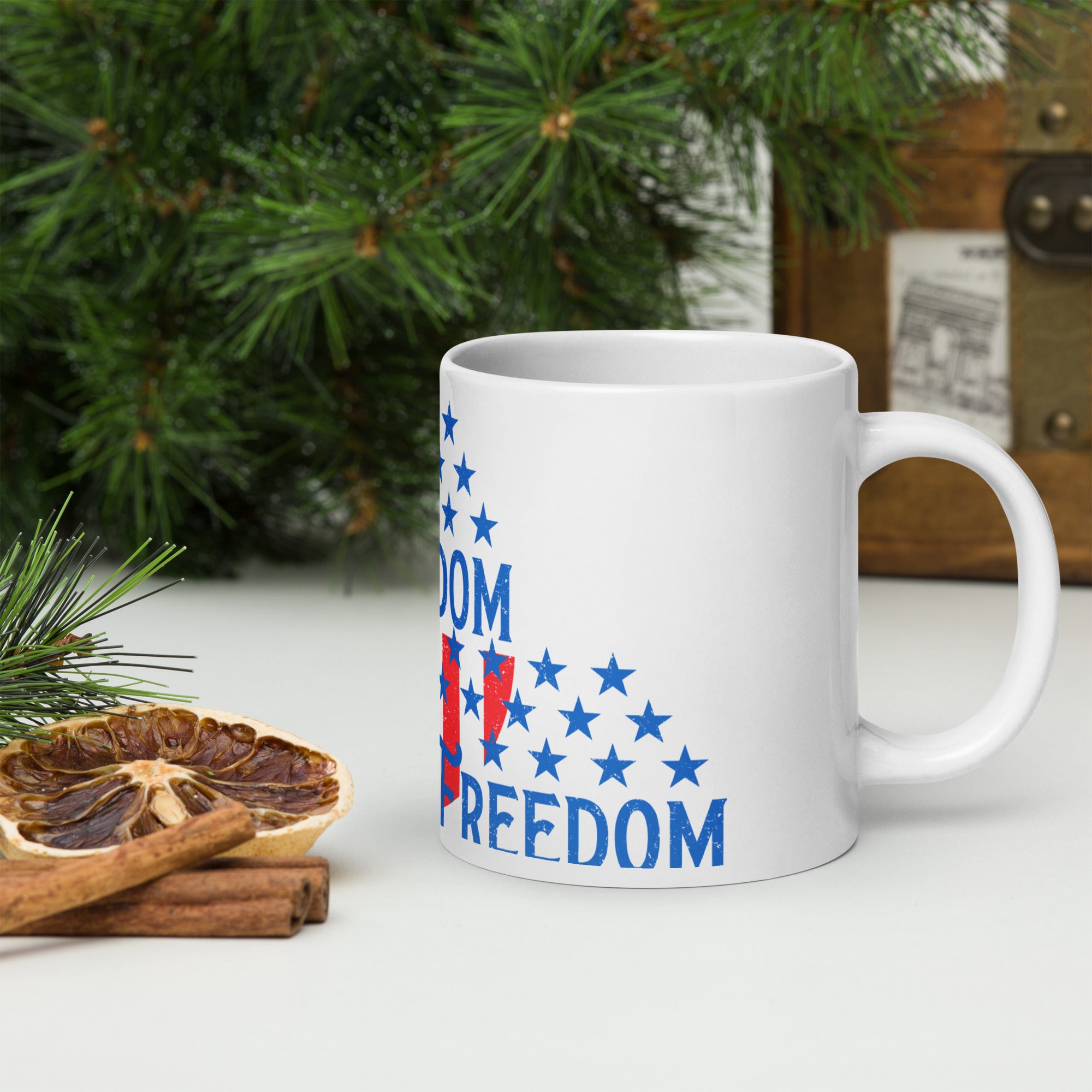 American Freedom White glossy mug